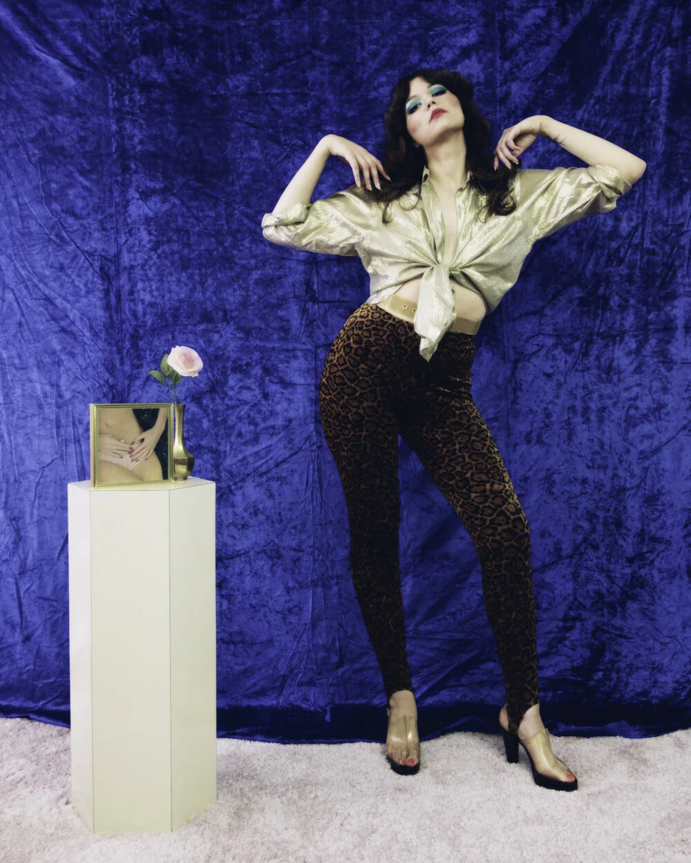 【wewemeu】LEOPARD VELVET FOLDED PANTS ★ Leopard Printed Velour Dress Pant - Kate Hewko